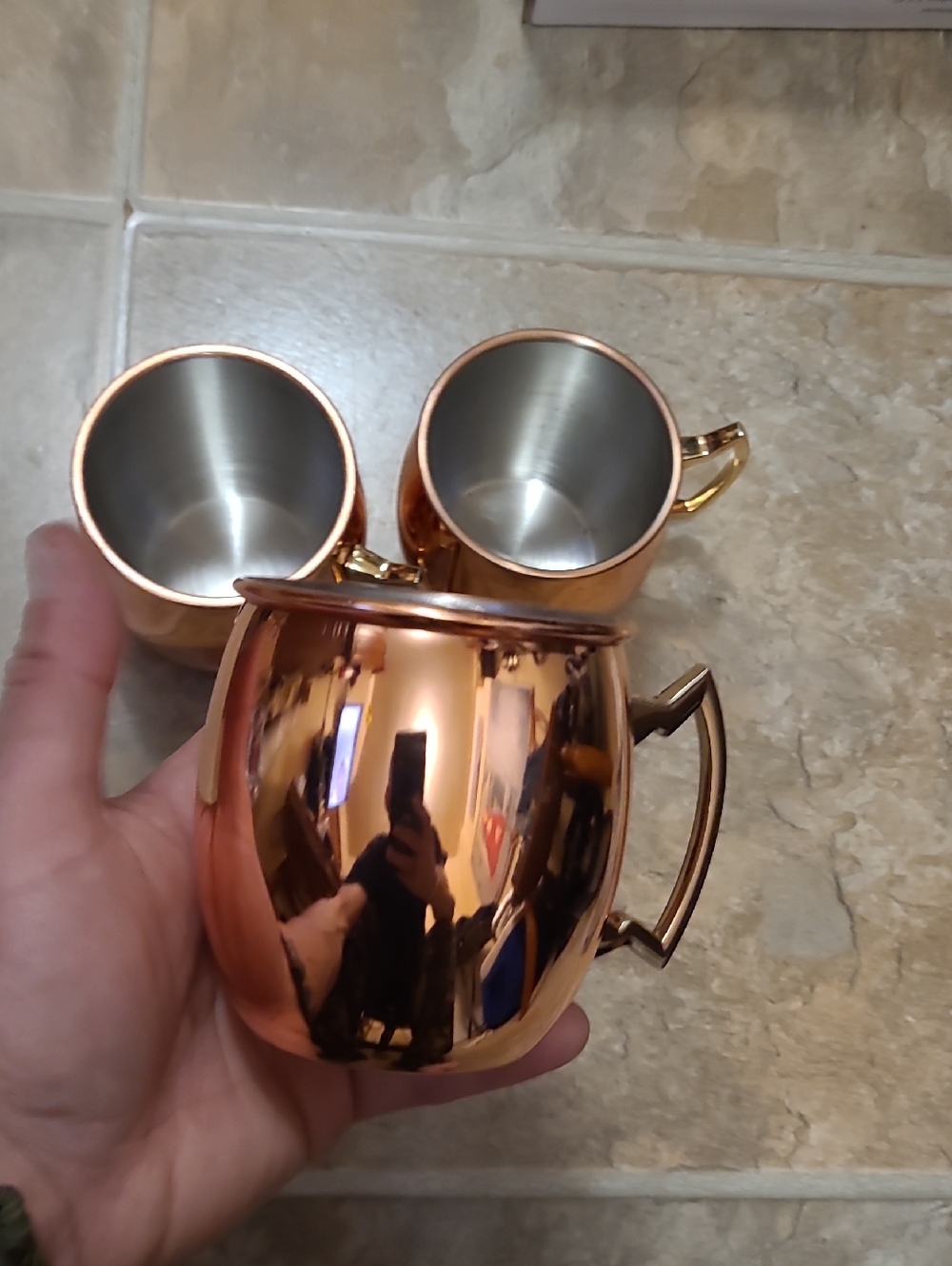 Copper-Colored Moscow Mule Mugs - Set of 3